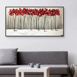Framed Art-Kirkland's Home Collision Of Seasons Framed Canvas Art Print White/Gray/Red