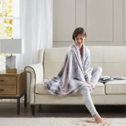 Blankets & Throws-Kirkland's Home Color Faux Fur Oversized Throw Blanket Multi