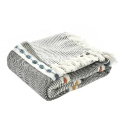 Blankets & Throws-Kirkland's Home Color Herringbone Stripe Throw Multi