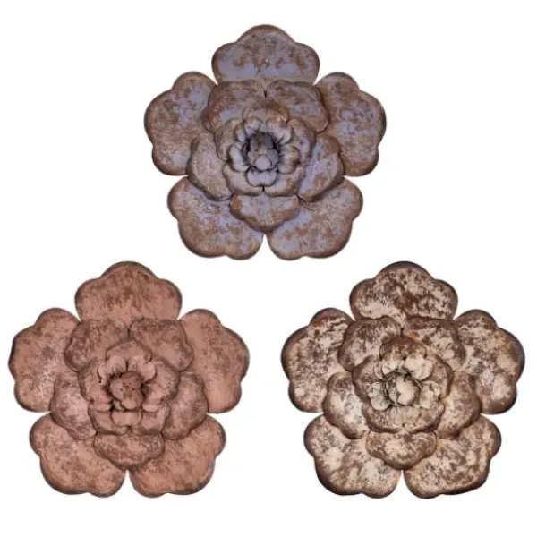 Wall Plaques-Kirkland's Home Color Metal Flower Wall Plaques, Set Of 3 Multi