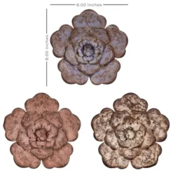 Wall Plaques-Kirkland's Home Color Metal Flower Wall Plaques, Set Of 3 Multi