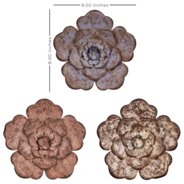 Wall Plaques-Kirkland's Home Color Metal Flower Wall Plaques, Set Of 3 Multi