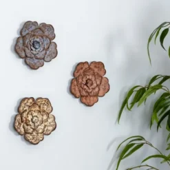 Wall Plaques-Kirkland's Home Color Metal Flower Wall Plaques, Set Of 3 Multi