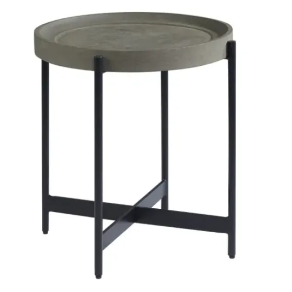 Accent & End Tables-Kirkland's Home Concrete Round Tray Top Side Table Gray
