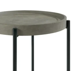 Accent & End Tables-Kirkland's Home Concrete Round Tray Top Side Table Gray