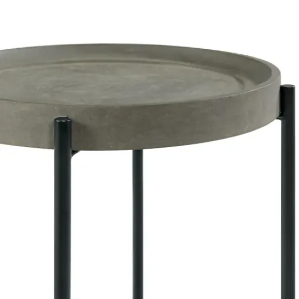 Accent & End Tables-Kirkland's Home Concrete Round Tray Top Side Table Gray
