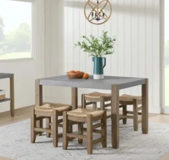 Dining Sets-Kirkland's Home Concrete Table And Stools 5-Pc. Dining Set Gray/Brown