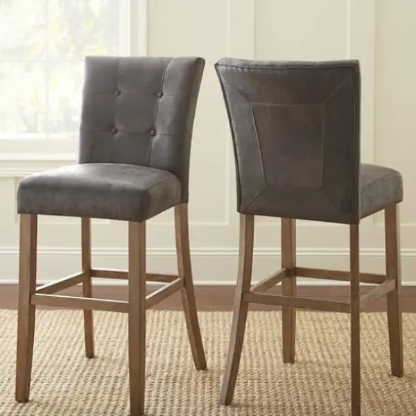 Bar Stools & Counter Height Stools-Kirkland's Home Connor Tufted Bar Stools, Set Of 2 Gray