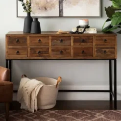 Console Tables-Kirkland's Home Console Table With Keeping Drawers Brown