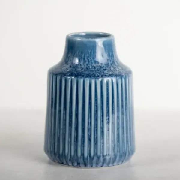 Vases-Kirkland's Home Cool Textured Glass Vase, 8 In. Blue
