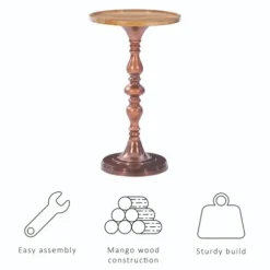 Accent & End Tables-Kirkland's Home Copper Plated Accent Table With Mango Wood Top Brown