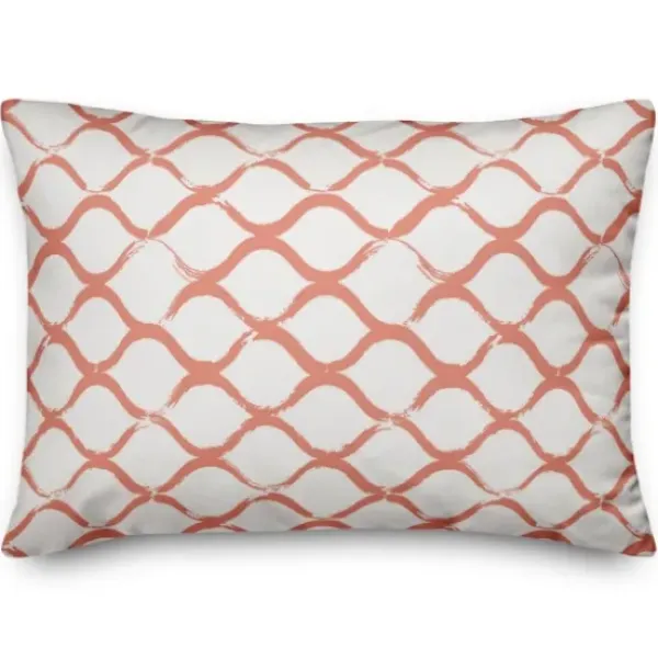 Pillows-Kirkland's Home Coral Coastal Diamond Print Pillow Orange/White