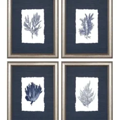 Framed Art-Kirkland's Home Coral 4-Pc. Silver Framed Art Print Set Blue
