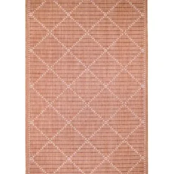 Outdoor Rugs-Kirkland's Home Coral Trellis Indoor/Outdoor Area Rug, 6X9 Pink