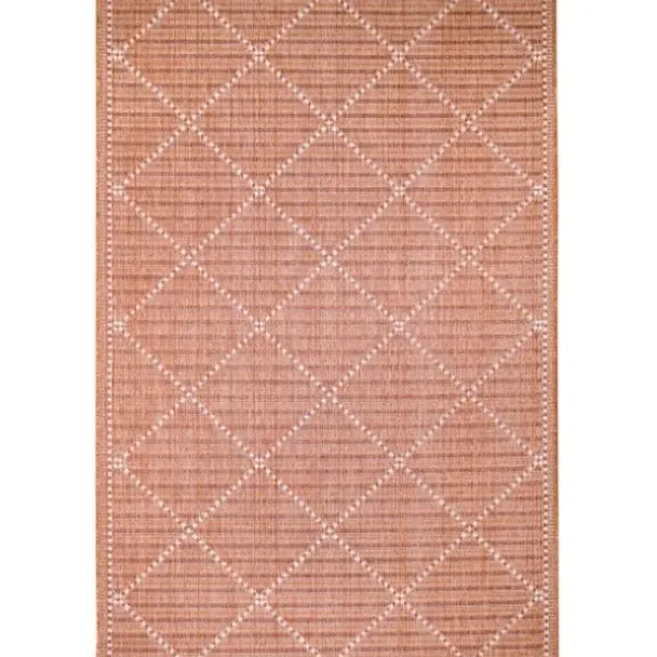 Outdoor Rugs-Kirkland's Home Coral Trellis Indoor/Outdoor Area Rug, 6X9 Pink