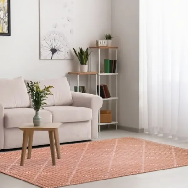 Outdoor Rugs-Kirkland's Home Coral Trellis Indoor/Outdoor Area Rug, 6X9 Pink