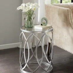 Accent & End Tables-Kirkland's Home Corey Geometric Accent Table Gray