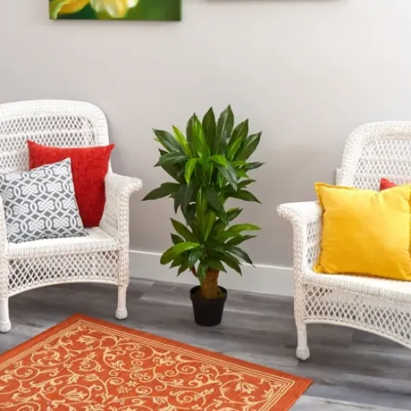 Trees & Topiaries-Kirkland's Home Corn Stalk Dracaena Plant In Black Planter