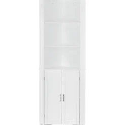 Bathroom Furniture-Kirkland's Home Corner Shelf With Cabinet Doors White