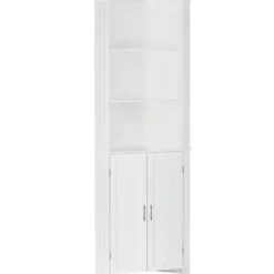 Bathroom Furniture-Kirkland's Home Corner Shelf With Cabinet Doors White