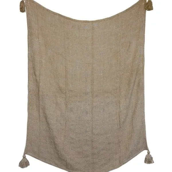 Blankets & Throws-Kirkland's Home Corner Tassel Throw Blanket Tan