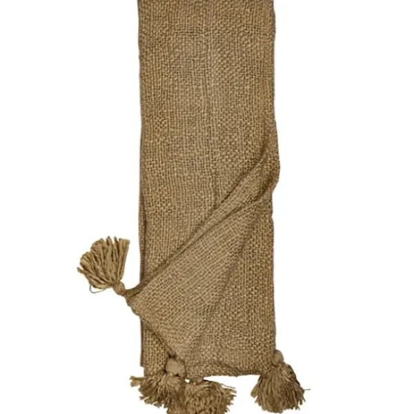 Blankets & Throws-Kirkland's Home Corner Tassel Throw Blanket Tan
