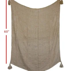 Blankets & Throws-Kirkland's Home Corner Tassel Throw Blanket Tan