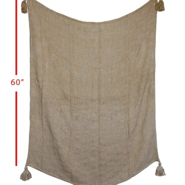 Blankets & Throws-Kirkland's Home Corner Tassel Throw Blanket Tan