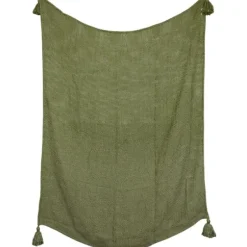 Blankets & Throws-Kirkland's Home Corner Tassel Throw Blanket Green