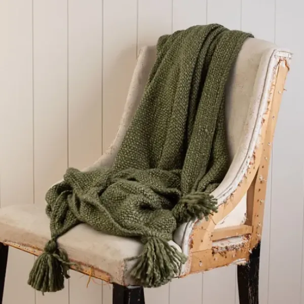 Blankets & Throws-Kirkland's Home Corner Tassel Throw Blanket Green