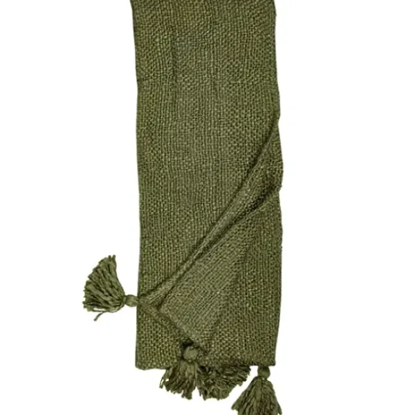 Blankets & Throws-Kirkland's Home Corner Tassel Throw Blanket Green