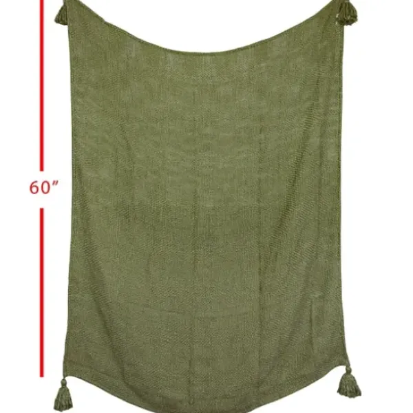Blankets & Throws-Kirkland's Home Corner Tassel Throw Blanket Green