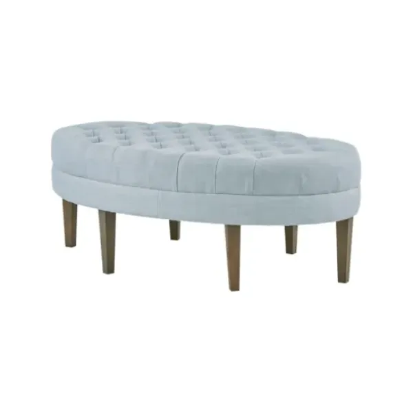 Benches & Ottomans-Kirkland's Home Cory Tufted Dusty Linen Ottoman Blue