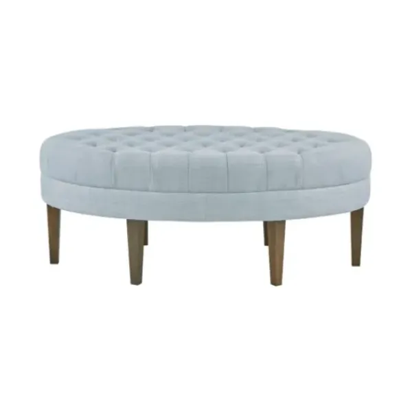 Benches & Ottomans-Kirkland's Home Cory Tufted Dusty Linen Ottoman Blue