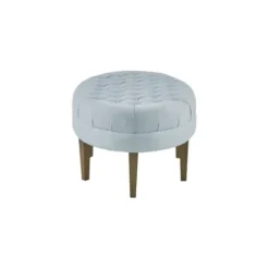 Benches & Ottomans-Kirkland's Home Cory Tufted Dusty Linen Ottoman Blue