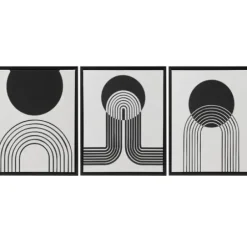 Canvas Art-Kirkland's Home Cosmic Curl Geometric 3-Pc. Grayscale Wall Art Gray/White/Black