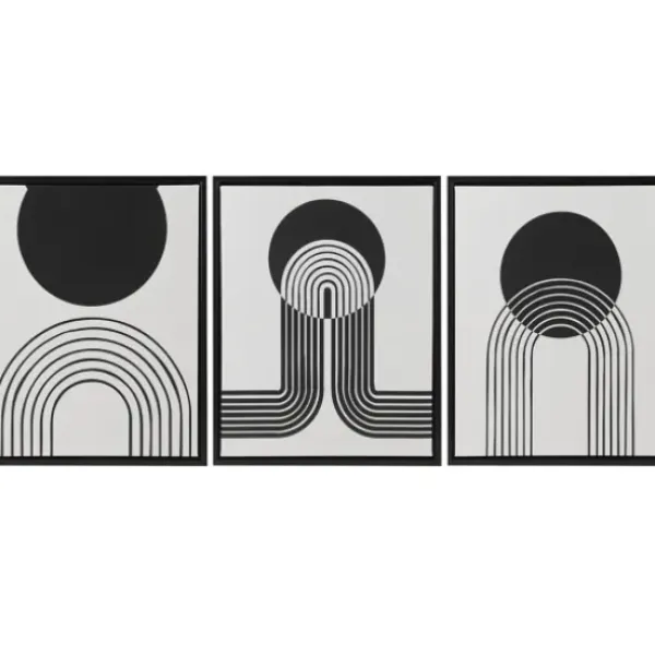 Canvas Art-Kirkland's Home Cosmic Curl Geometric 3-Pc. Grayscale Wall Art Gray/White/Black
