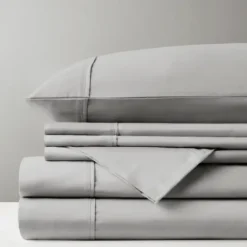 Bed Sheets-Kirkland's Home Cotton Blend Sateen 6-Pc. Queen Sheet Set Gray