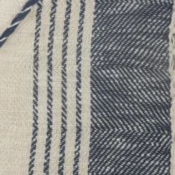 Blankets & Throws-Kirkland's Home Cotton Diamond Geometric Fringe Throw Blue