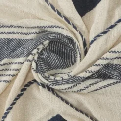 Blankets & Throws-Kirkland's Home Cotton Diamond Geometric Fringe Throw Blue