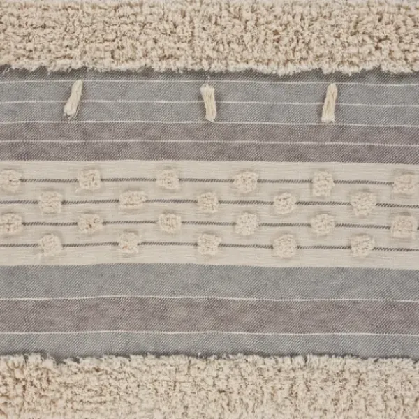 Blankets & Throws-Kirkland's Home Cotton Fringe Eclectic Tufted Throw Ivory/Gray