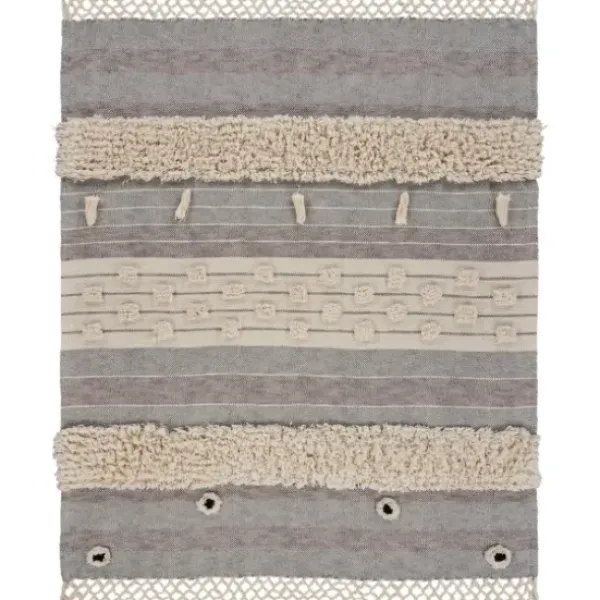 Blankets & Throws-Kirkland's Home Cotton Fringe Eclectic Tufted Throw Ivory/Gray