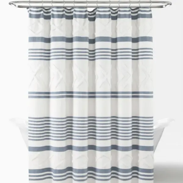 Shower Curtains-Kirkland's Home Cotton Jacquard Shower Curtain Ivory