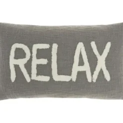 Pillows-Kirkland's Home Cotton Relax Tufted Lumbar Pillow Gray