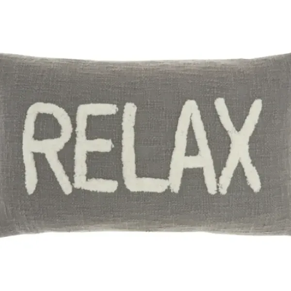 Pillows-Kirkland's Home Cotton Relax Tufted Lumbar Pillow Gray