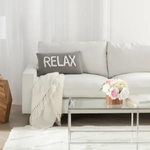 Pillows-Kirkland's Home Cotton Relax Tufted Lumbar Pillow Gray