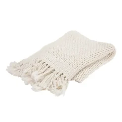 Blankets & Throws-Kirkland's Home Cotton Tassel Throw White