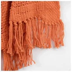 Blankets & Throws-Kirkland's Home Cotton Tassel Throw Orange