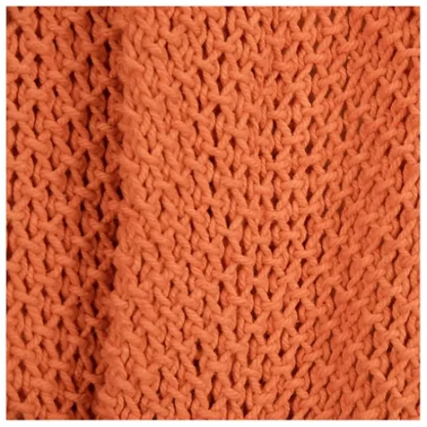 Blankets & Throws-Kirkland's Home Cotton Tassel Throw Orange
