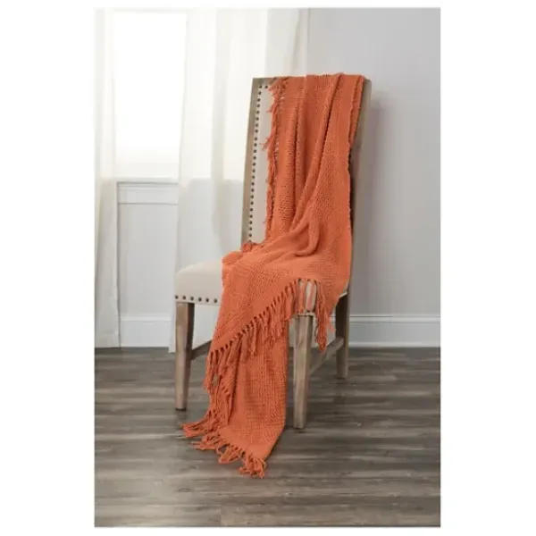 Blankets & Throws-Kirkland's Home Cotton Tassel Throw Orange